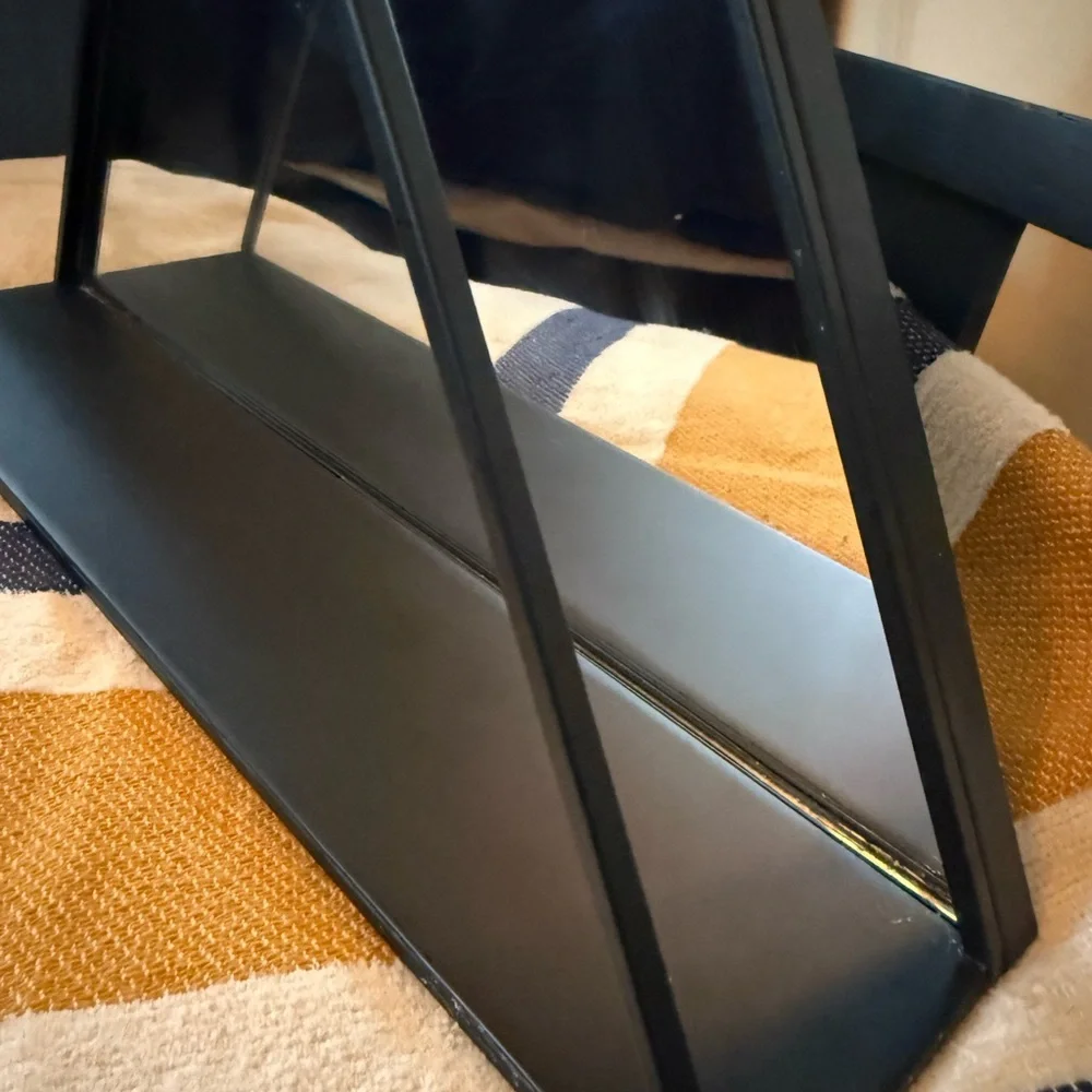 Black Geometric Pyramid Mirror and Shelf